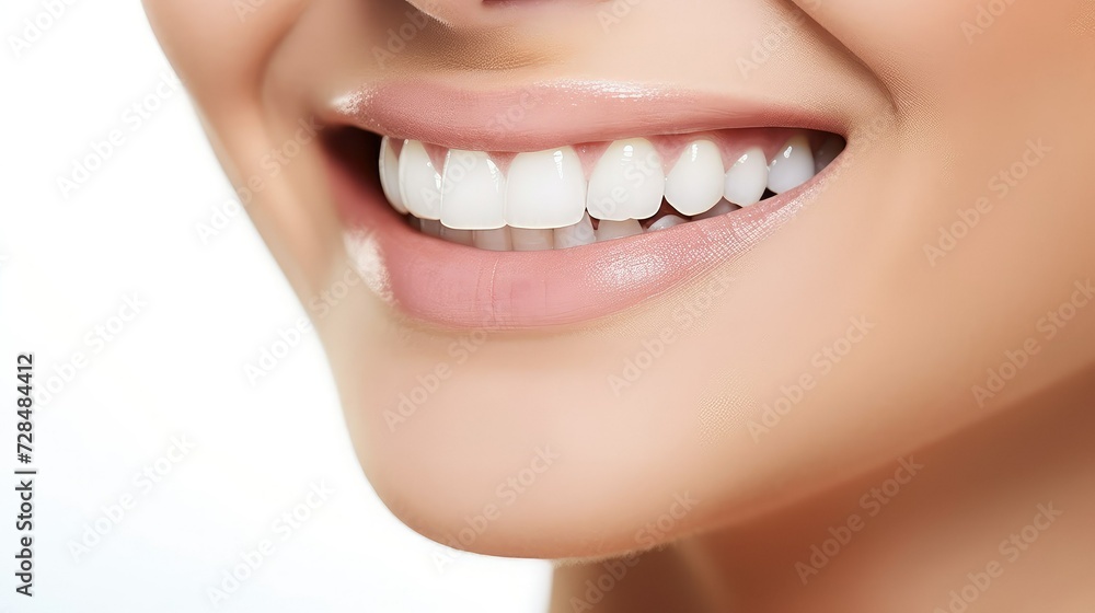 Fototapeta premium Perfect white smile, dentist examine womans teeth, mouth checkup oral hygiene.