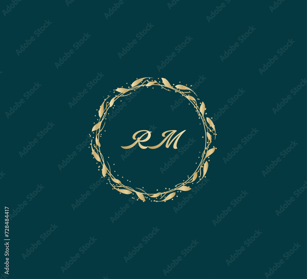 Handwritten golden RM getters logo with a minimalist design. letter RM logo manual elegant minimalist signature logotype. RM letter consist of intertwined elements into circle. Handwritten golden RM getters logo with a minimalist design. letter RM logo manual elegant minimalist signature logotype. RM letter consist of intertwined elements into circle.