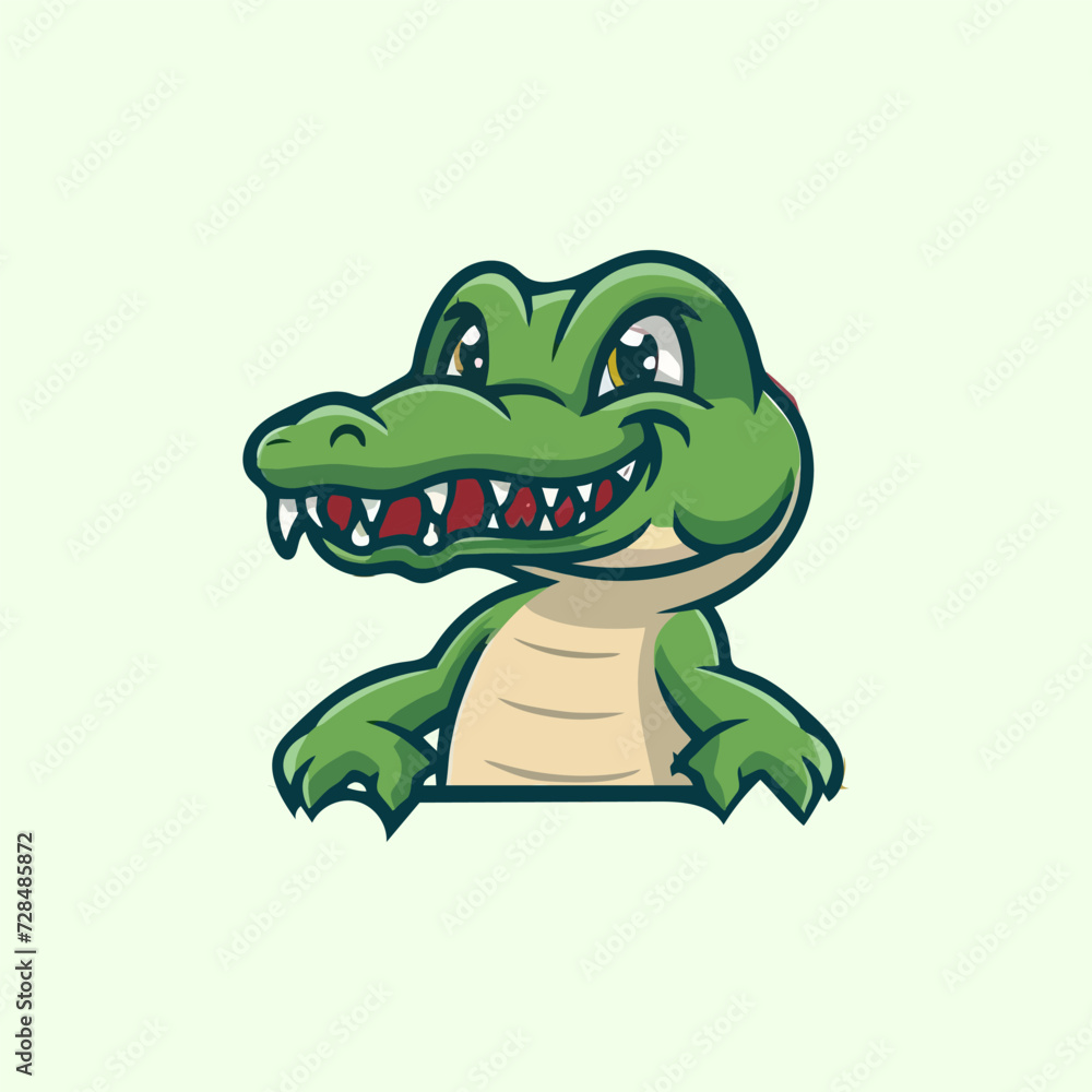 Obraz premium Cute crocodile vector illustration for esport team and other