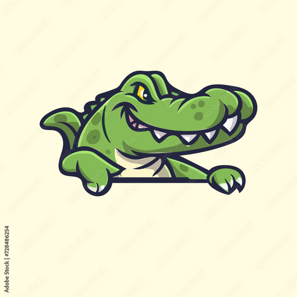 Naklejka premium Cute crocodile vector illustration for esport team and other