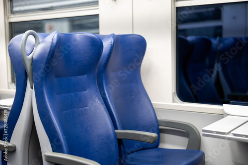 Seats in a Regional Public Transport Train Passenger Cabin in Italy 2024
