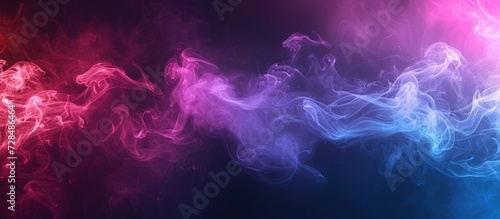 Light neon colorful smoke on dark background. AI generated image