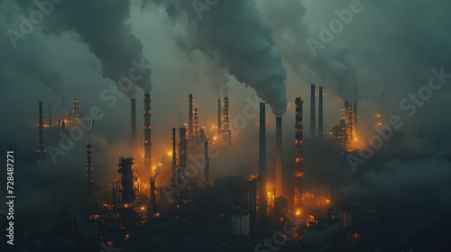 Pollution from industrial plants Smoke emissions cause carbon dioxide, global warming.