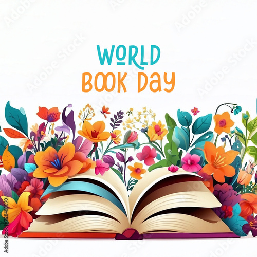 World Book Day Template Background for Social Midia Illustration photo