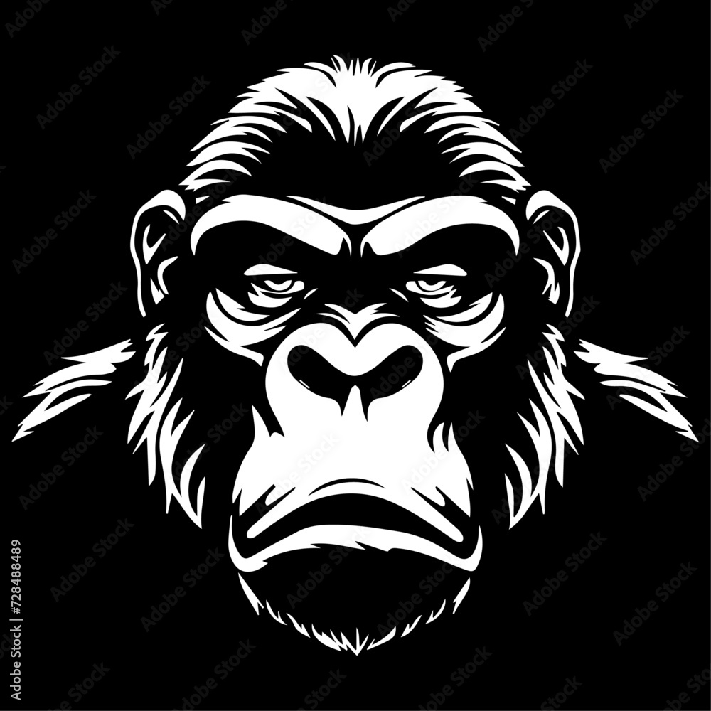 A Simple Gorilla, Logo, Icon, Head, vector illustration