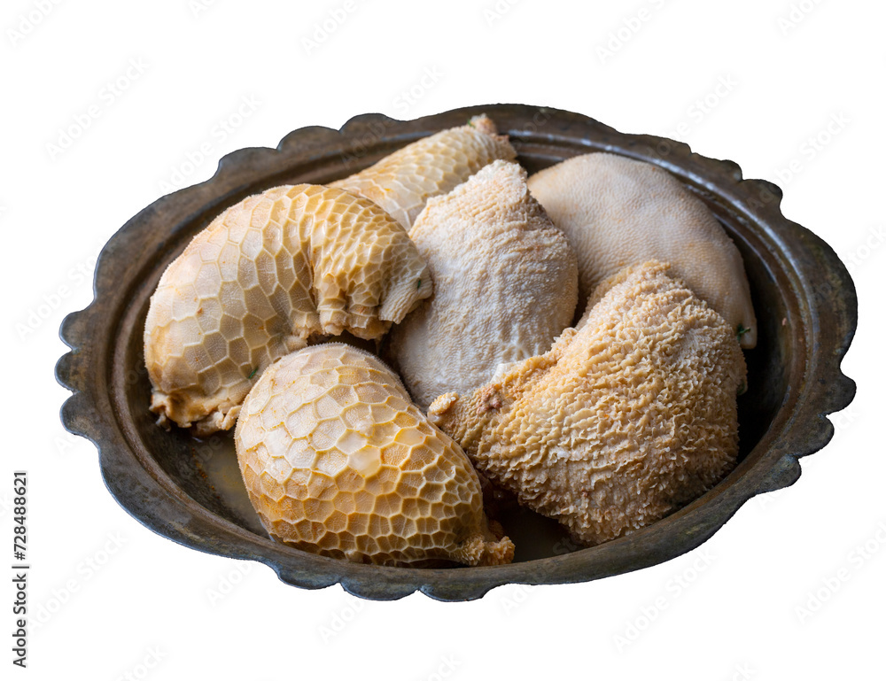 Traditional middle eastern food; stuffed offal, stuffed tripe. Stuffed belly mumbar. Turkish name; karin dolmasi or iskembe dolmasi