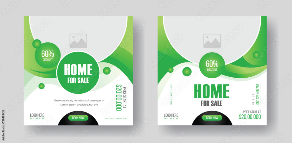 luxury real estate house social media ad post design with awesome gradient color shape. luxury real estate house social media ad post design with awesome gradient color shape.
