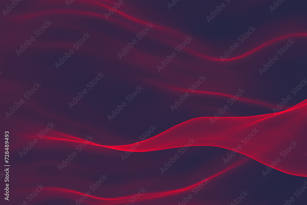 A 3D rendered image with a luxurious feel, featuring vibrant neon red waves against a dark violet background, creating an elegant and futuristic abstract design A 3D rendered image with a luxurious feel, featuring vibrant neon red waves against a dark violet background, creating an elegant and futuristic abstract design