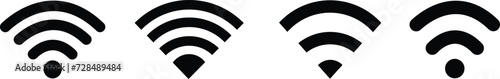 Collection of stock vector images depicting symbols and icons set related to wireless Wi-Fi connectivity, including Wi-Fi signal symbols and an internet connection, that enable remote internet access photo