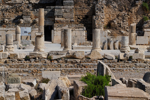 Ephesus, Türkiye in ancient times one of the 12 Ionian cities in Asia Minor. It was located at the mouth of the Kaystros River flowing into the Aegean Sea The photo shows the ruins