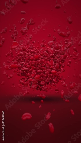 3D animation featuring red particle hearts for Valentine's Day greeting. Vertical Design for Social Media.
 (ID: 728491640)