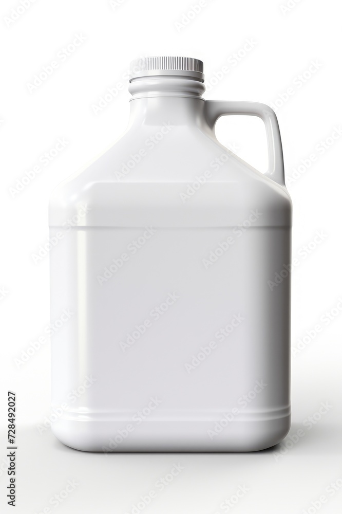Isolated White Plastic Gallon Jug with Handle. Clean Container for Liquids and More on White Isolated White Plastic Gallon Jug with Handle. Clean Container for Liquids and More on White
