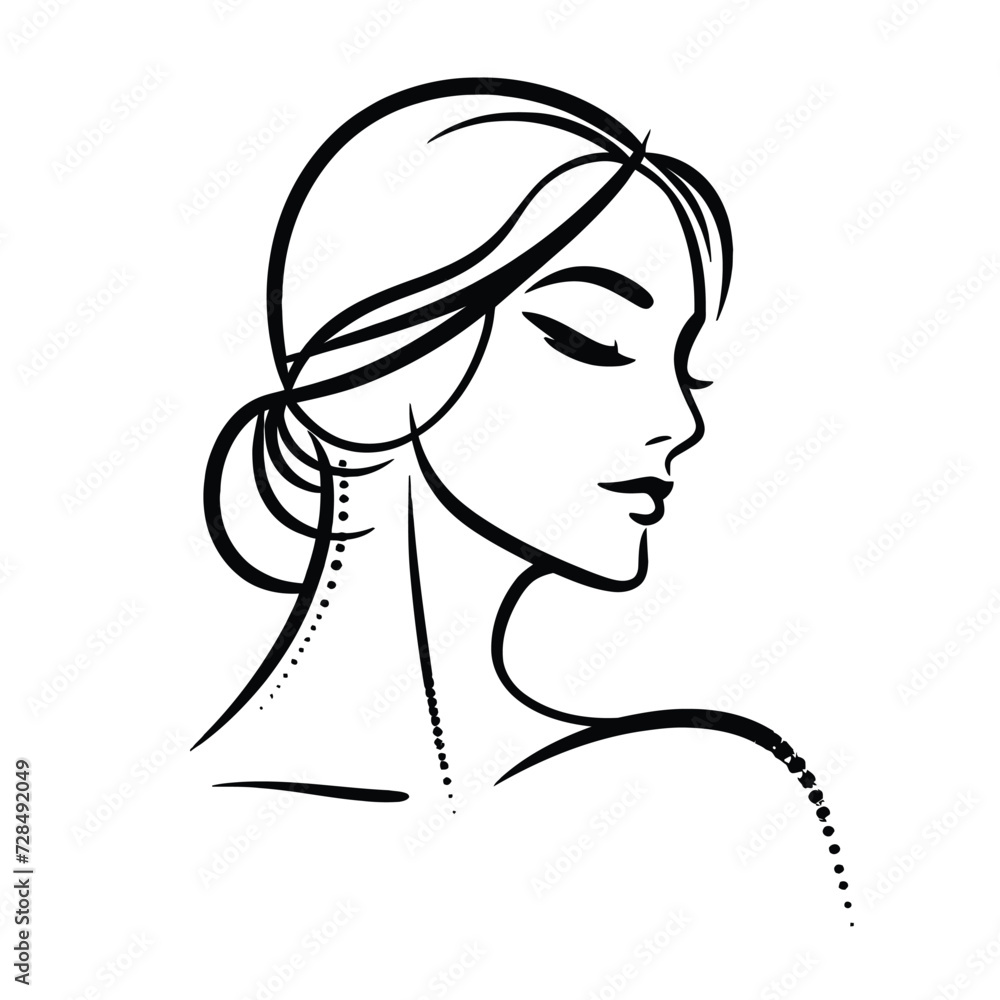 basic female portrait vector line ink basic female portrait vector line ink