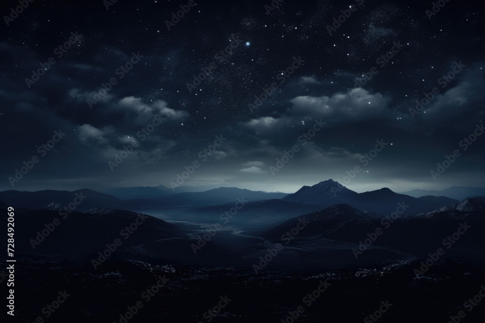 Glimpse into the Mystical Night Sky: Ethereal AI-Generated Landscape of Dark Clouds and Nature