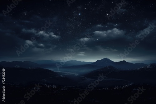 Glimpse into the Mystical Night Sky: Ethereal AI-Generated Landscape of Dark Clouds and Nature © Web