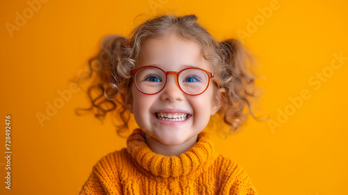 Happy child with glasses. Space fot your text