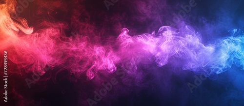 Light neon colorful smoke on dark background. AI generated image photo