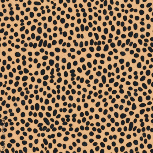 Seamless Cheetah Print Pattern. Warm tan background with scattered black cheetah spots.