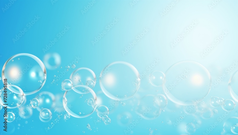 Water bubbles on a bright blue background.