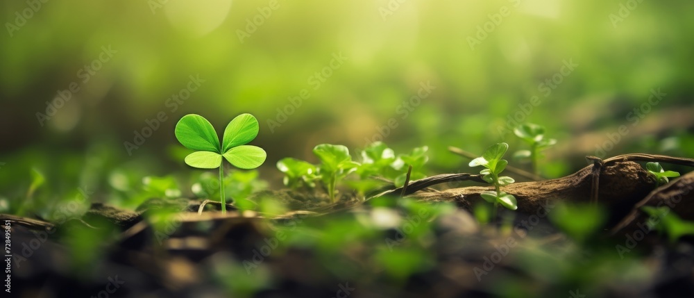Lucky four leaf clover with dew drops. Lucky four leaf clover with dew drops.