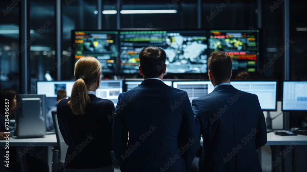 IT specialists confer at a meeting and discuss news in the computer industry IT specialists confer at a meeting and discuss news in the computer industry