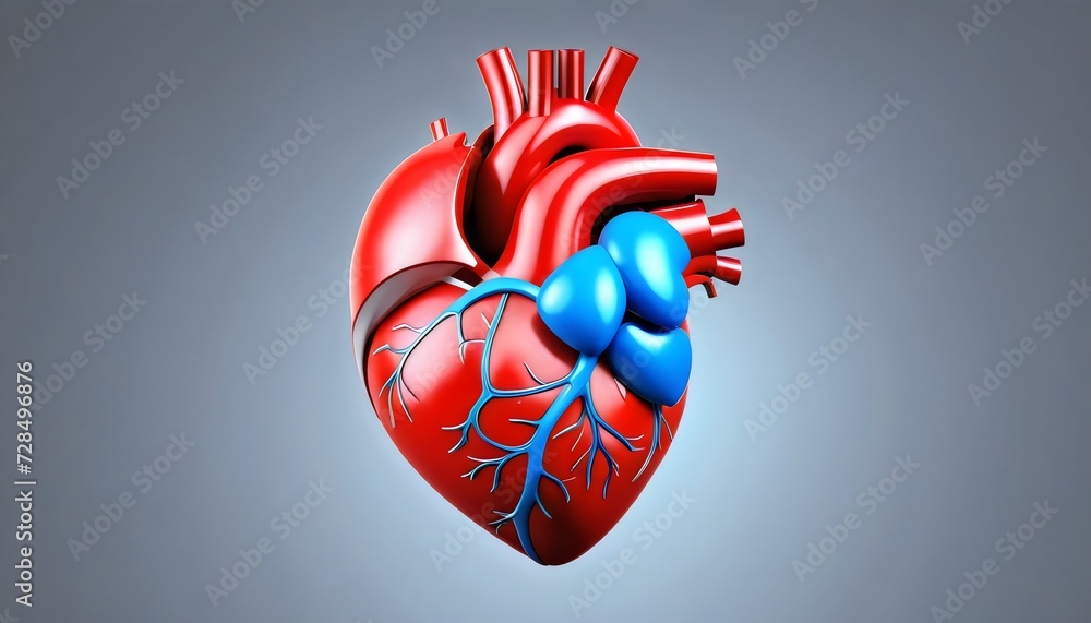 human organ 3d illustration. anatomy of human heart diagram. 3d rendering. cardiac, cardiology, medicine concept. heartbeat of human heart.