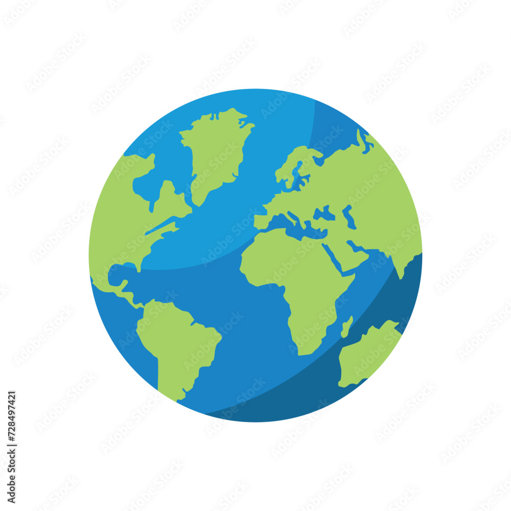 Earth globes on white background. Flat planet Earth icon. Vector illustration.
