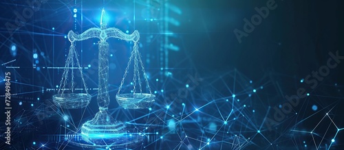 futuristic justice with technology data background photo