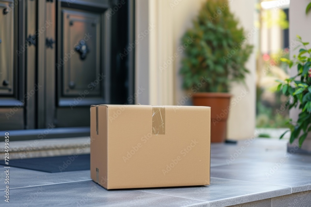 © tonstock - Get your online shopping orders delivered right to your doorstep with our fast and reliable delivery service. Our cardboard parcel boxes are securely placed near your front door for your convenience.