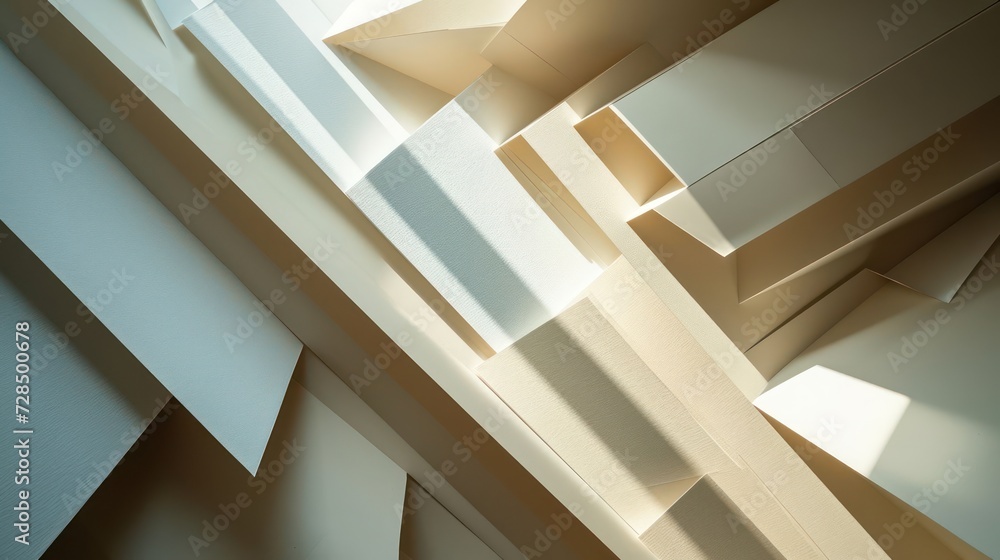 Fototapeta premium representation of blank paper, showcasing neutral tones, dynamic angles, and the symbolic representation of creative potential