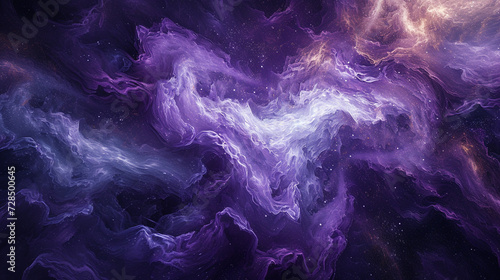Embark on an interstellar journey through a cosmic swirl of amethyst and jade, an abstract depiction of the boundless beauty found in the far reaches of the universe.  photo