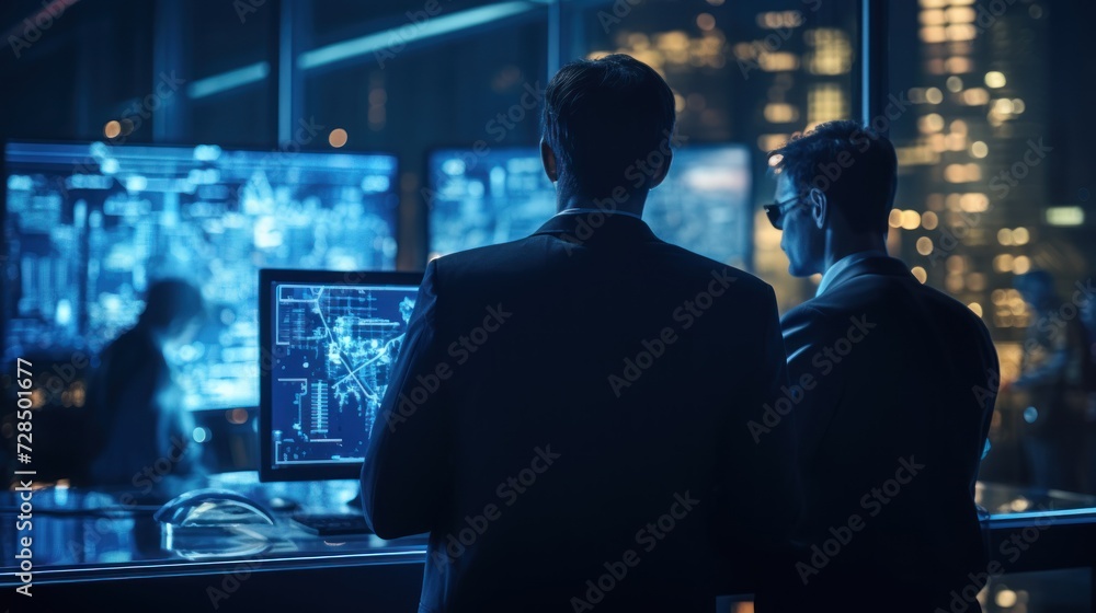 IT specialists confer at a meeting and discuss news in the computer industry IT specialists confer at a meeting and discuss news in the computer industry