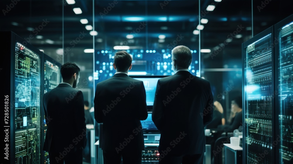 IT specialists confer at a meeting and discuss news in the computer industry IT specialists confer at a meeting and discuss news in the computer industry