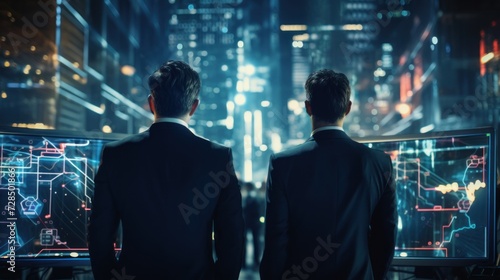 IT specialists confer at a meeting and discuss news in the computer industry © Damian Sobczyk