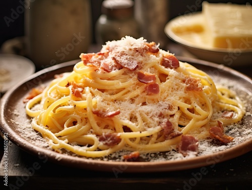 Carbonara Pasta Delight: Close-Up of Spaghetti