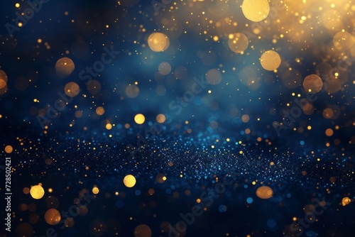 Add a touch of luxury to your holiday with this mesmerizing background featuring dark blue and gold particles that sparkle and shine like stars in a magical Christmas sky.