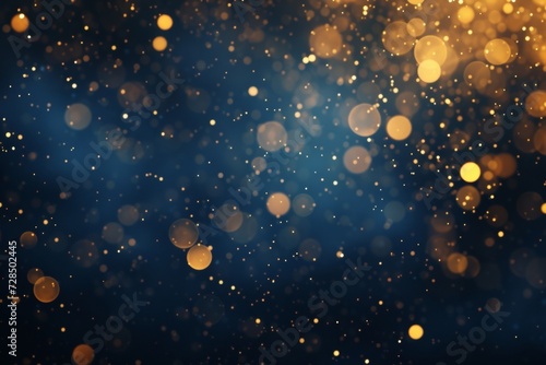 Add a touch of luxury to your holiday with this mesmerizing background featuring dark blue and gold particles that sparkle and shine like stars in a magical Christmas sky. © tonstock