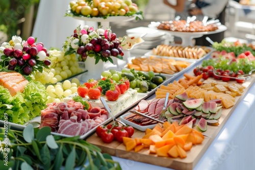 Make your wedding unforgettable with our top-notch catering service, offering a lavish buffet filled with mouthwatering meats, fresh vegetables, and decadent sweets.