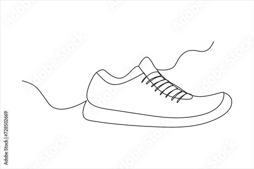 Sport shoes in continuous line art drawing. Single one line art of sport shoes. Vector illustration 