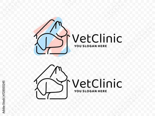 Pet shelter vector logo design. Caring for pets graphic design