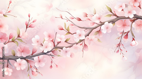 pink cherry blossom in spring,, A pink and white painting of a cherry blossom tree.