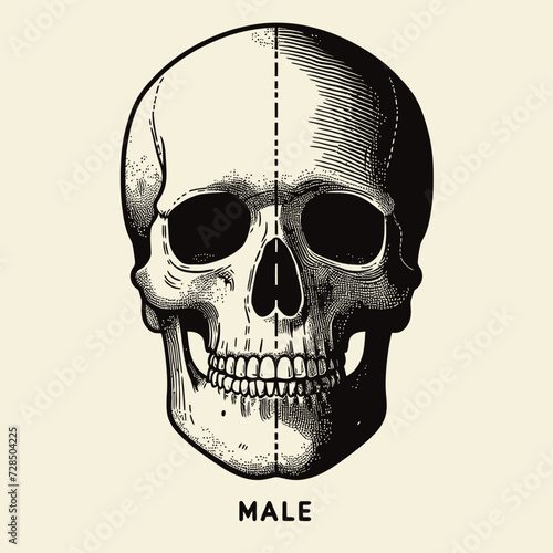 basic line Human skull  vector
