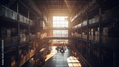 Wallpaper Mural factory logistic warehouse with cardboard parcel Torontodigital.ca