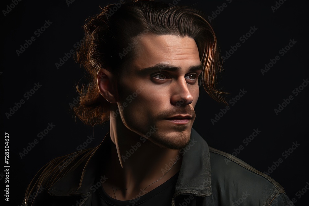 handsome and attractive adult man portrait on dark background