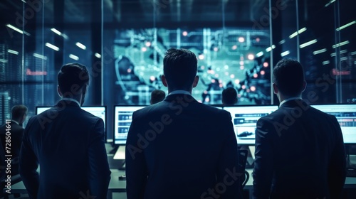 IT specialists confer at a meeting and discuss news in the computer industry