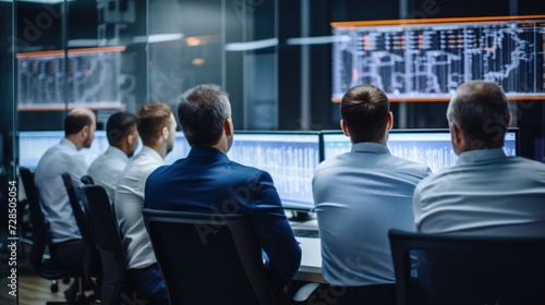 IT specialists confer at a meeting and discuss news in the computer industry