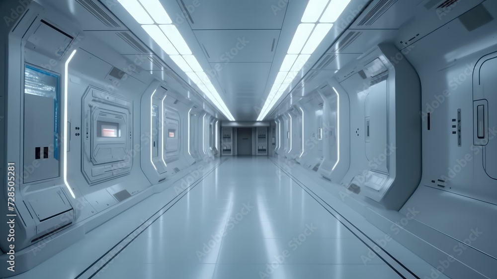 futuristic shiny white light tube in a corridor futuristic shiny white light tube in a corridor