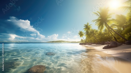 eye catching tropical beach with sea ocean and coconut tree