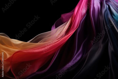 Beautiful folds of bright fabric on a dark background