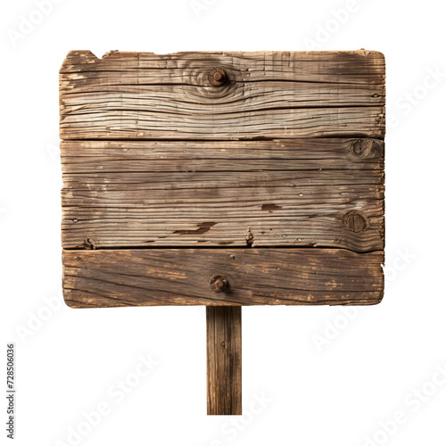 old and rustic wooden sign board stands blank cutout clipart ,isolated on white and transparent background photo
